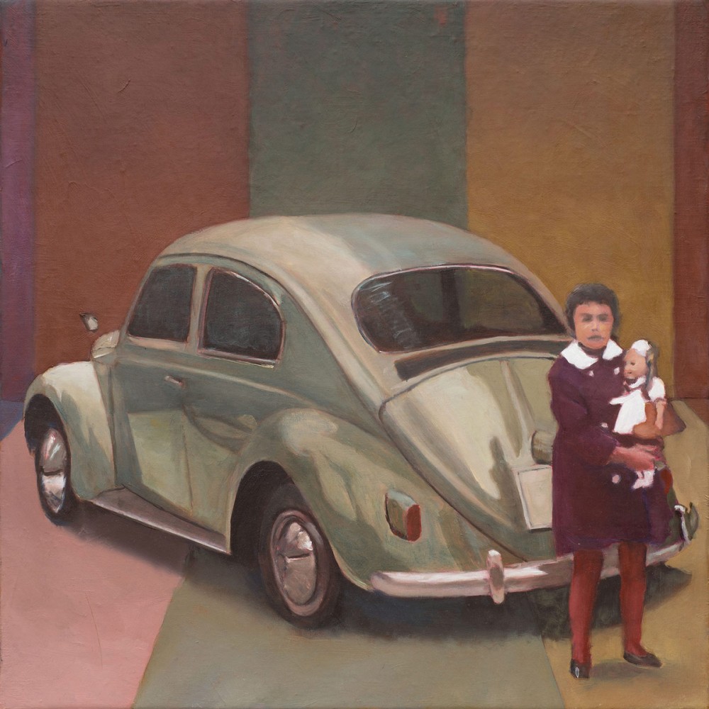 Peinture de Henri Sarla Girl with Beetle à l'huile sur toile