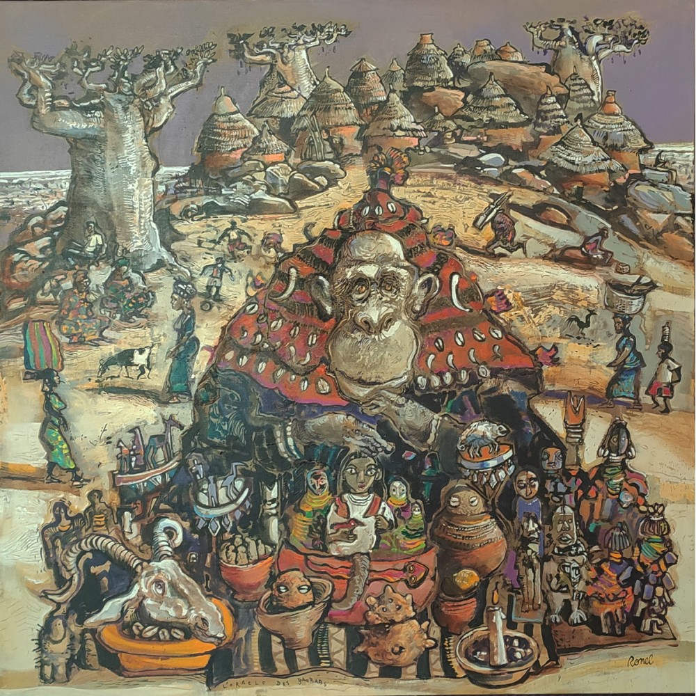 Peinture de Christophe Ronel L’oracle des baobabs à l'acrylique sur toile