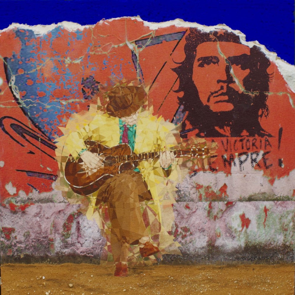 Peinture de Maurice Douard Mur Cuba la rouge, monotype sur papier baryté