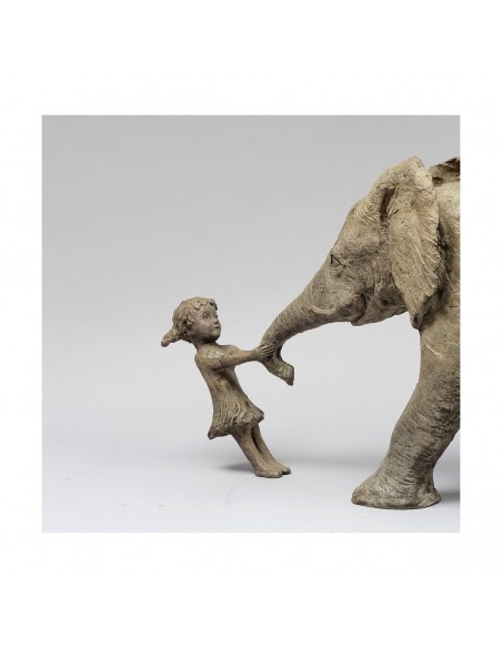 Sculpture de Sophie Verger Viens jouer avec moi en bronze, détail