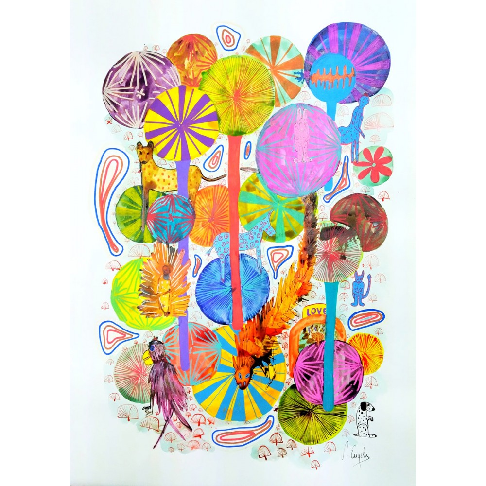 Peinture de Véronique Engels Travel, Technique mixte sur papier